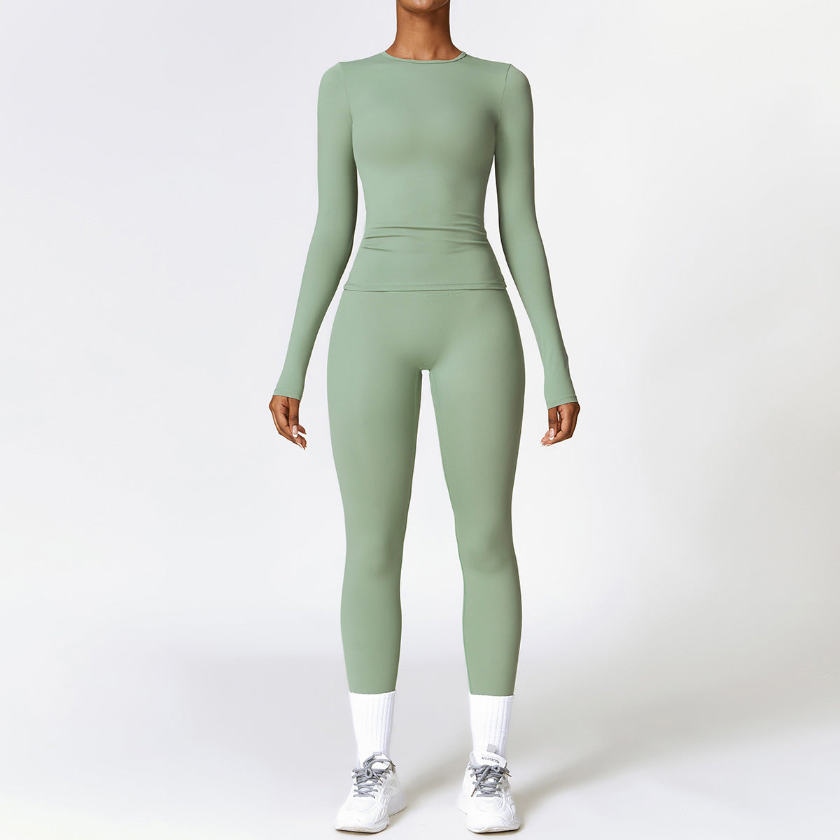 Tight-Fitting Brushed Yoga Suit Quick-Drying Fitness Clothes Fitness Long Sleeve Tracksuits Sports Suit Gym Top High Waist Leggings Women Sets Yoga Set