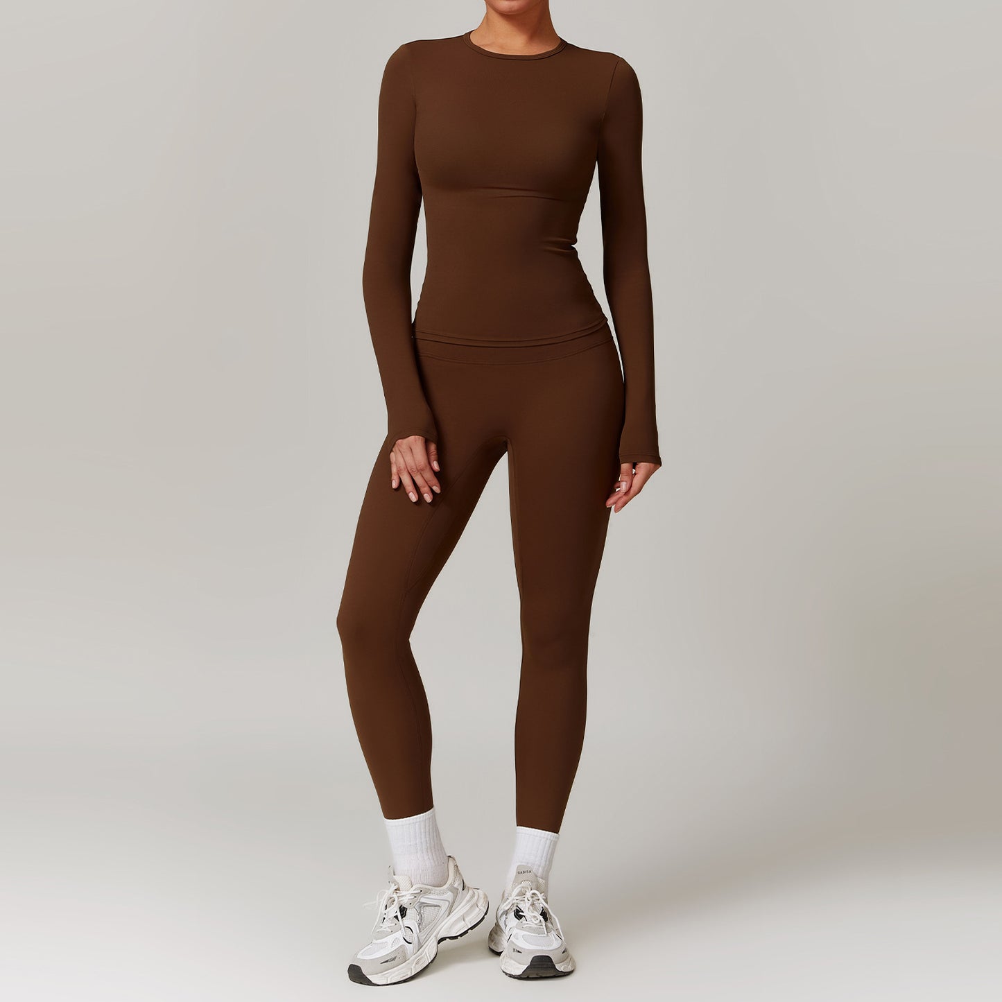 Tight-Fitting Brushed Yoga Suit Quick-Drying Fitness Clothes Fitness Long Sleeve Tracksuits Sports Suit Gym Top High Waist Leggings Women Sets Yoga Set